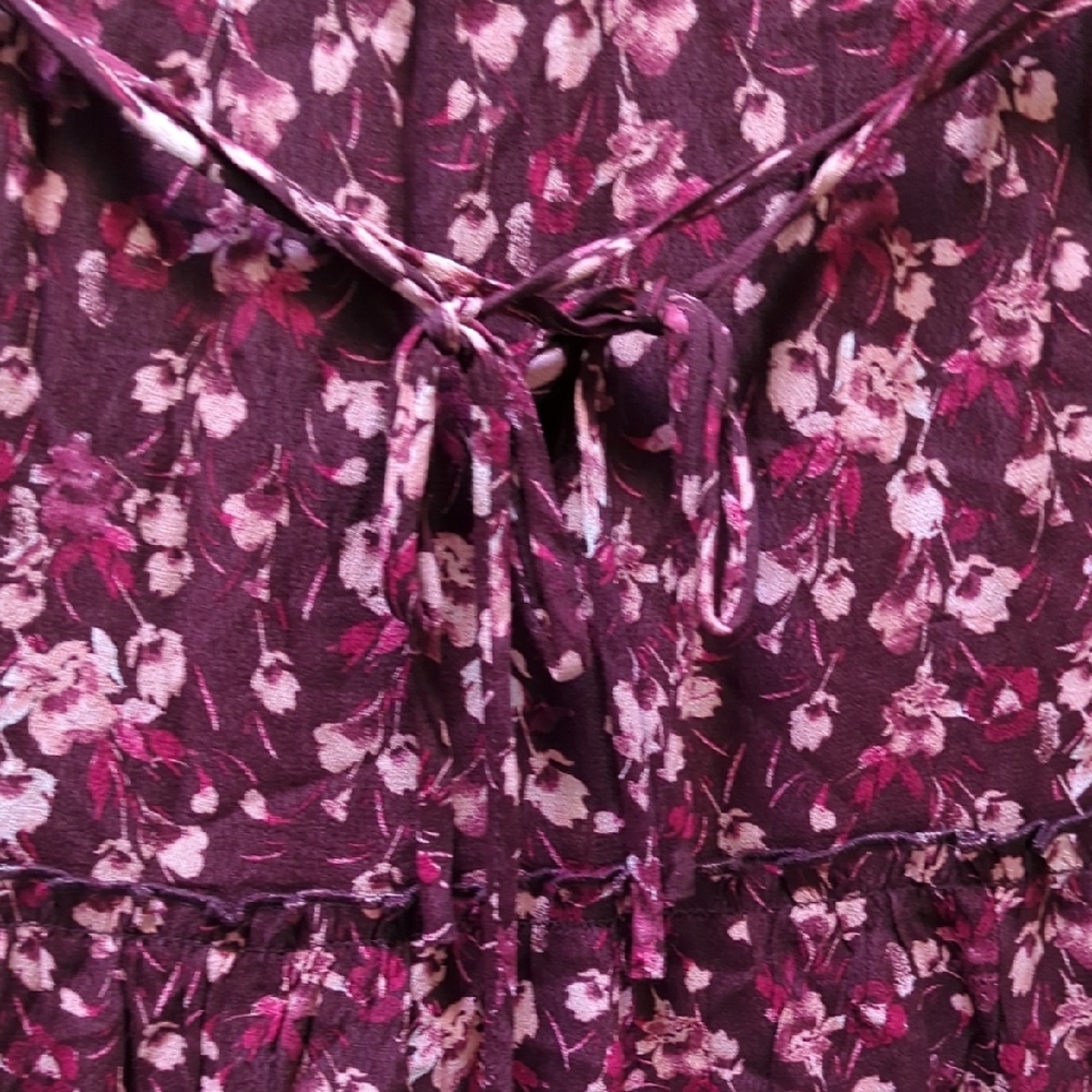 Chelsea and Violet girls Burgundy/Pink Floral print dress size 16 - Picture 9 of 12